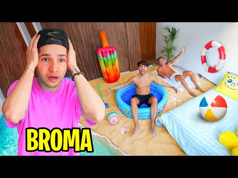 CONSTRUI UNA PLAYA EN EL CUARTO DE MI AMIGO! *broma pesada*