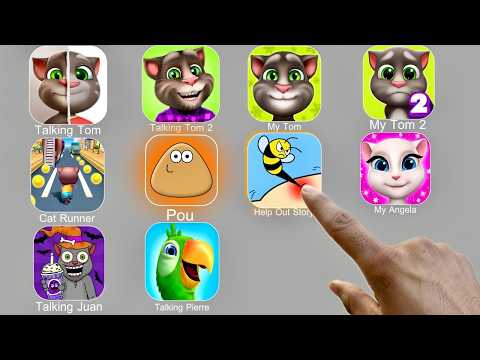 Talking Tom,Help Me Tricky Story,My Angela,Talking Juan,Talking Pierre,Cat Runner,Pou,My Tom