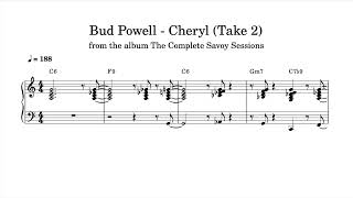 Bud Powell - Cheryl [Master, Take 2] (1947, with Charlie Parker) - Piano Transcription