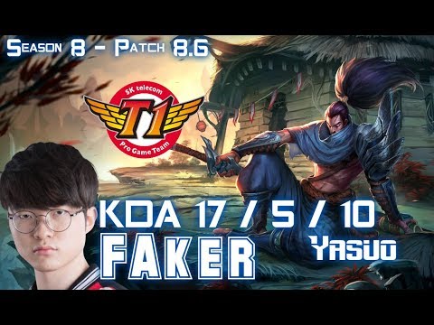 SKT T1 Faker YASUO vs GALIO Mid - Patch 8.6 KR Ranked
