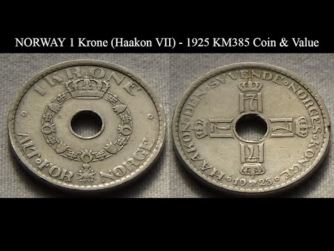 NORWAY 1 Krone (Haakon VII) - 1925 KM385 Coin & Value