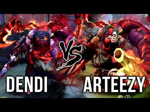 EPIC BATTLE - Pudge Legend Dendi vs TOP 1 MMR Arteezy on Pudge - Dota 2