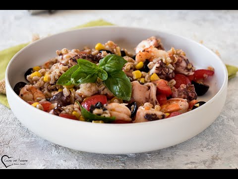 INSALATA DI FARRO CON GAMBERI