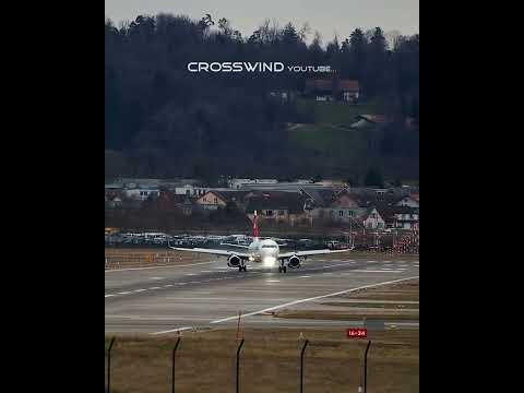 Stormy Crosswind Landing on Runway 28 Zurich Airport 06.02.2022