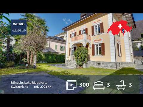 Splendid historic Art Nouveau villa with garden close to the lake for sale in Minusio, Switzerland