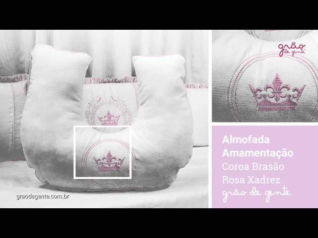 Almofada para Amamentação Coroa Brasão Rosa Xadrez | Ref: 52008