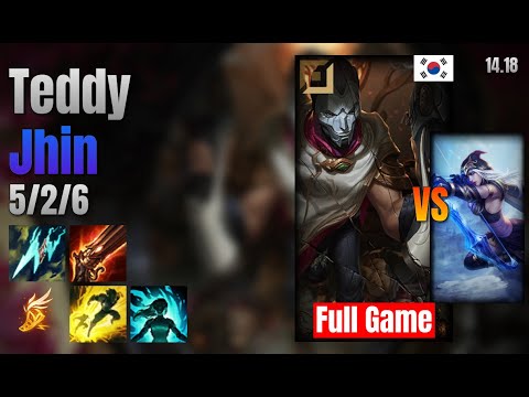 Teddy Adc Jhin vs Ashe lol KR solo rank Full Game 14.18