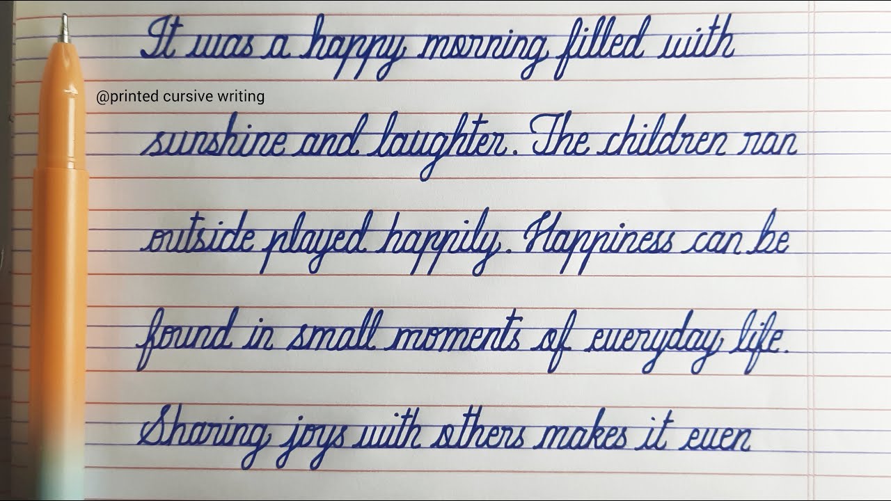 CURSIVE WRITING in four lines note | Cursive Handwriting