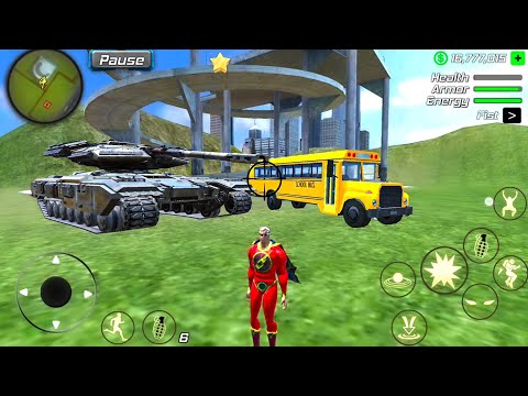 Amazing Powerhero New York Gangster City - Tank and School Bus at Vegas City - Android Gameplay