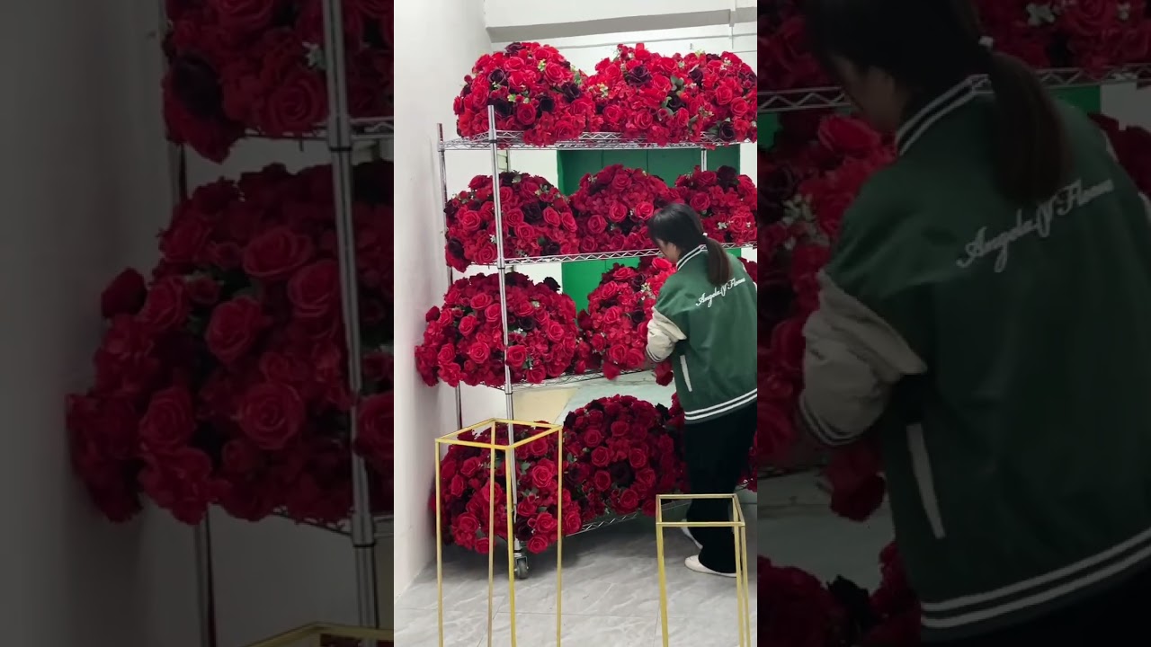 Red rose Artificial Flower Ball Wedding Table Center Road Lead #floraldesign #luxurywedding #diy