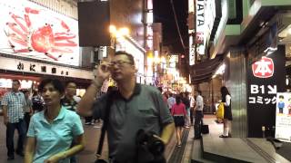 preview picture of video 'Evening walk through Shinsaibashi shopping street, Osaka City, Japan (19 September 2012)'