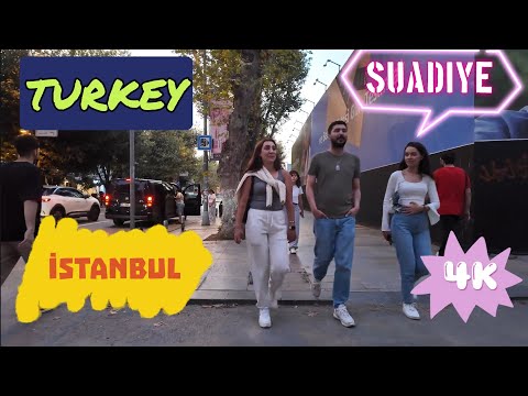 Evening walking tour in Suadiye Bostancı. Bağdat Avenue with 4K video quality. 