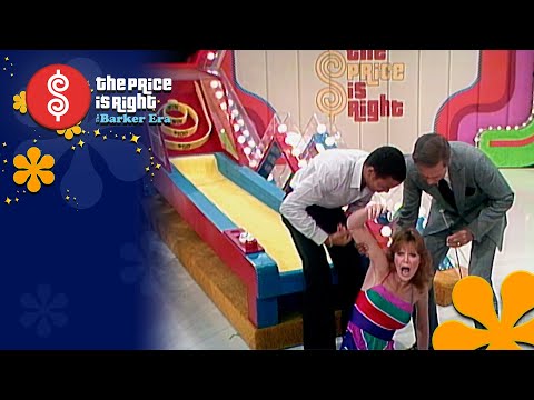 Blooper! Bob Barker Helps Holly Hallstrom When She Trips During SUPER BALL - The Price Is Right 1982