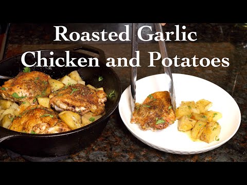 Roasted Garlic Chicken and Potatoes Recipe - Easy Chicken and Potatoes Recipe | AnitaCooks.com