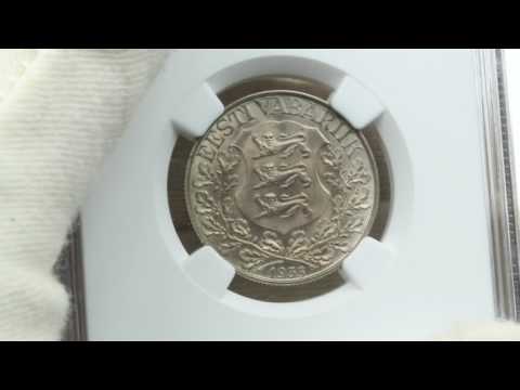 Coins.ee Auction 32 lot#267, Estonia 1 kroon 1933 - Songfestival - NGC MS65