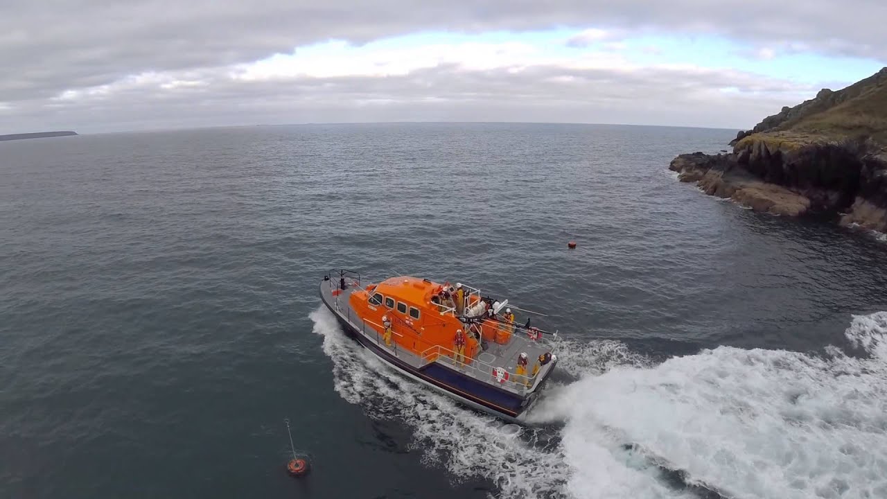Aerial Cornwall : RNLI The Lizard Lifeboat Launch