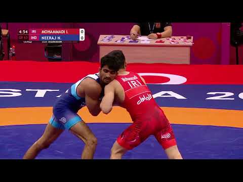 63Kg  1/4 Greco - Mohammadi (IRI) Vs Neeraj (IND)  Asian Championships