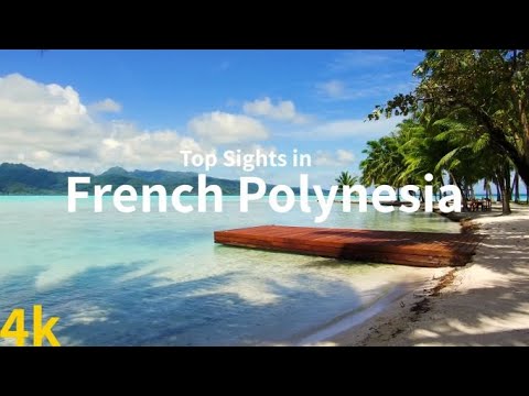 [4K] French Polynesia - Panoramic Aerial view of French Polynesia Islands with Calming Music.
