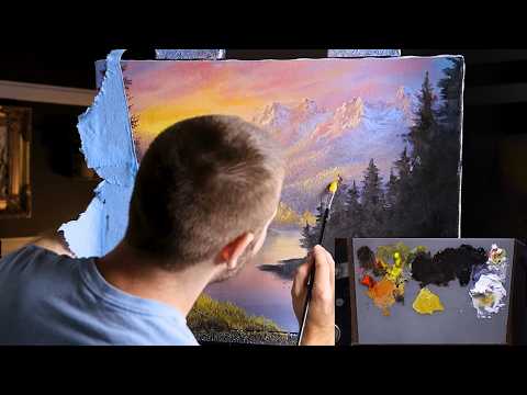 Golden Sunset over the Mountains - Kevin Hill Oil Painting