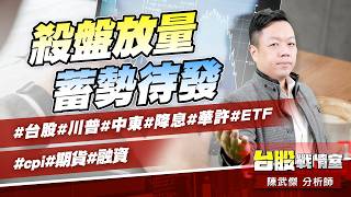 殺盤放量、蓄勢待發#台股#川普#中東#降息#華許#ETF #cpi#期貨#融資｜小武哥投資事務所｜陳武傑 (圖)