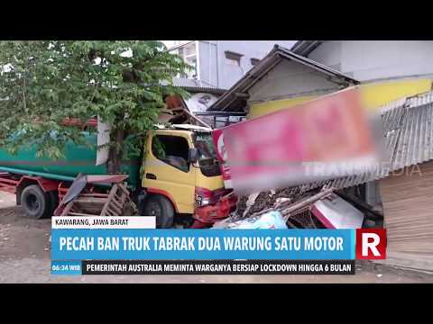 Pecah Ban, Truk Tabrak Warung dan Satu Motor | REDAKSI PAGI (24/03/20)