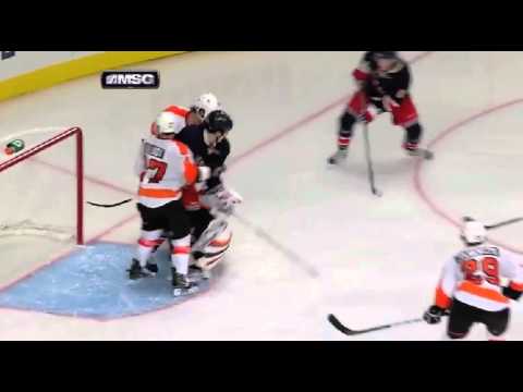 Carl Hagelin First NHL Goal Against Flyers 11/26/2011