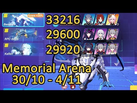 Honkai Impact 3: Memorial Arena | Benares (+20%) 33216, RPC 29600, Kallen 29920