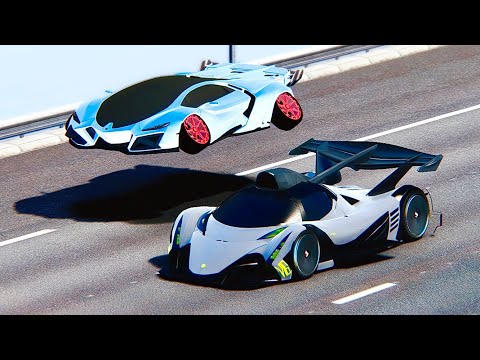 Lamborghini Celestial Concept vs Devel Sixteen GTR at Drag Race 20 KM