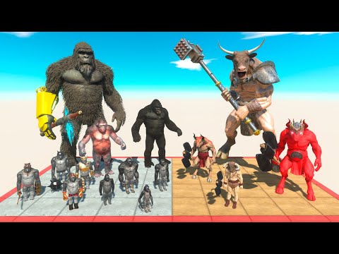 Minotaur Team vs Mutant Primates - Animal Revolt Battle Simulator