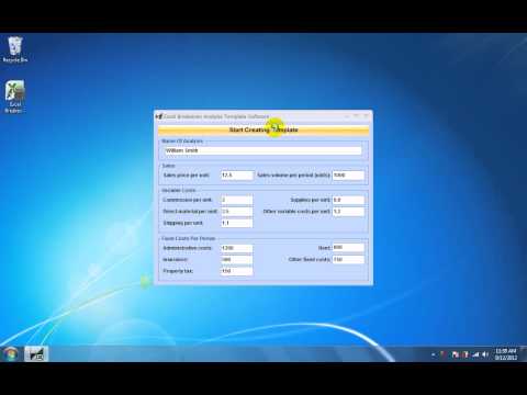 Excel Breakeven Analysis Template Software