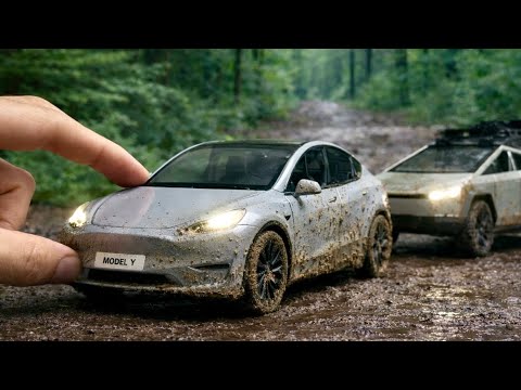 Miniature Tesla Cybertruck | Offroading Test | Model Y | Diecast Model Car Unboxing