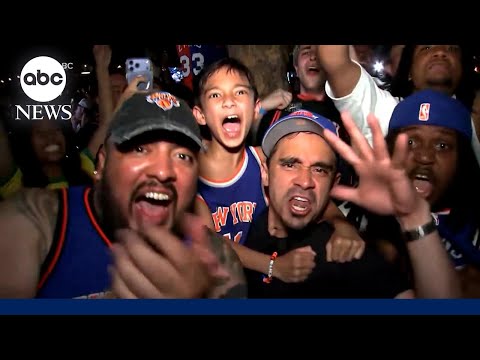 Thousands of fans flood the streets of NYC after Knick's historic win