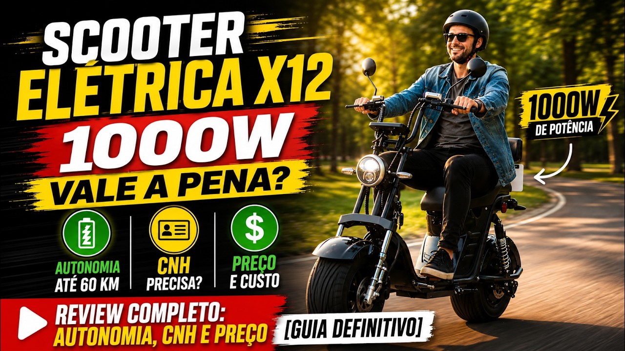 Scooter Elétrica X12 1000W Vale a Pena? Review Completo: Autonomia, CNH e Preço [GUIA DEFINITIVO]