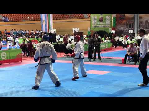2019ITFtaekwondo world C 71kg semifinal2R Ibragimov Siyovush(Tajikistan)vs Bakalski Lubomir(bul)