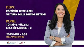 MEB-AGS Ders 19 | Eğitimin Temelleri ve Türk Milli Eğitim Sistemi | Türkiye Yüzy