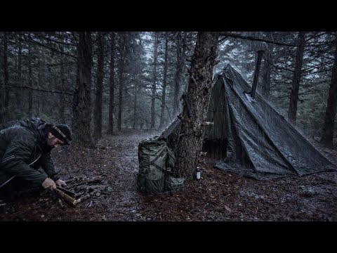 Surviving the Rain: Epic Bushcraft Adventure in the Wild!