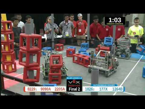 2015 VRC Math Finals2 - 8229 9090A 2205A vs 1826 177X 1264B - 94 to 83 - VEX Worlds 2015 - Math Div