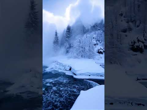 ❄️🌊 When Snowy Mountains Meet the Sea! Epic Nature Combo! 🏔️✨ #sea #snow #mountains #ai #waves #life