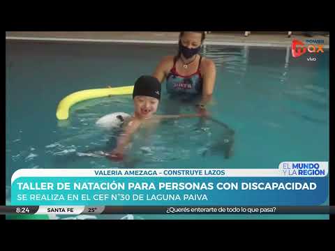 Taller de natación para personas con discapacidad en Laguna Paiva | Amezaga Valeria, Construye Lazos