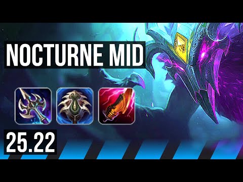 NOCTURNE vs YONE (MID) | 6 solo kills, Godlike, 500+ games | KR Master | 25.22