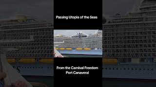 Full view of Royal Caribbean’s Utopia of the Seas from the Carnival Freedom  #cruise
