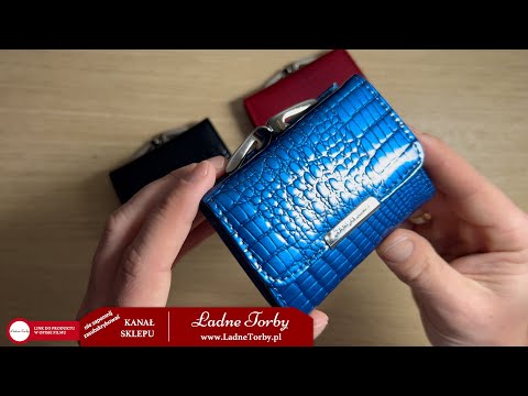 Mały portfelik damski lakierowany do małej torebki, niebieski - LadneTorby.pl 5287