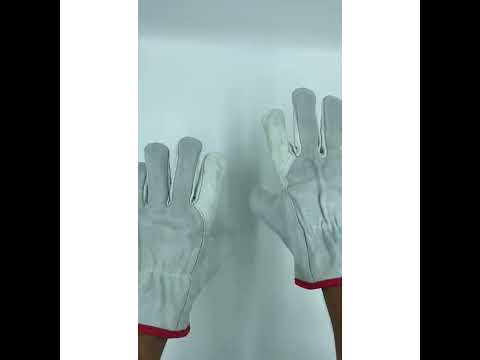 Solid white leather hand gloves