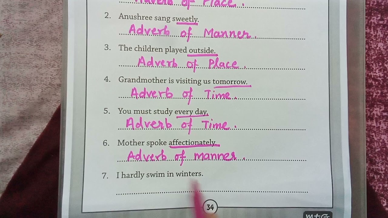 English Grammar worksheet class 4 Adverbs - types