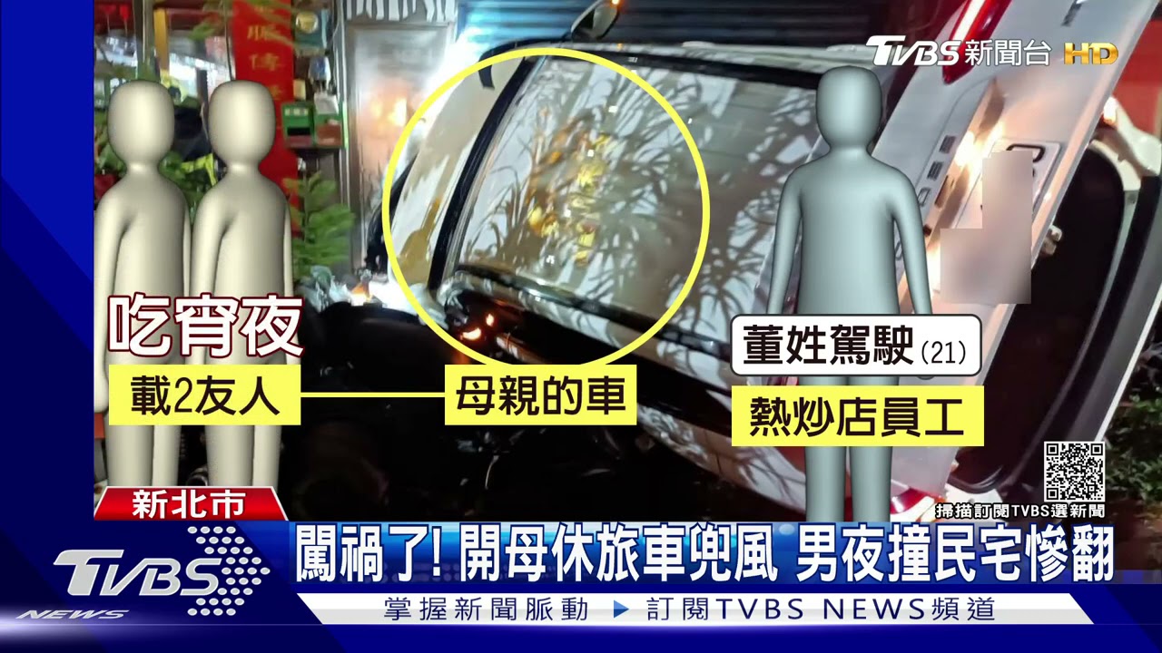 開母休旅車闖禍！21歲男載友夜遊失控撞民宅　釀停電、毀8車