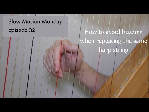 How to avoid buzzing when replacing on a harp string - Slow Motion Monday ep. 32