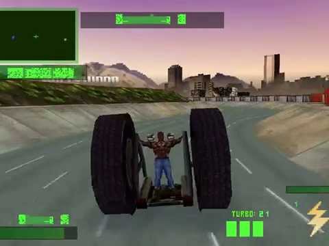 Twisted Metal 2 (PS1, 1997) DarkTooth (without head) as the enemy hack texture fails and crashes