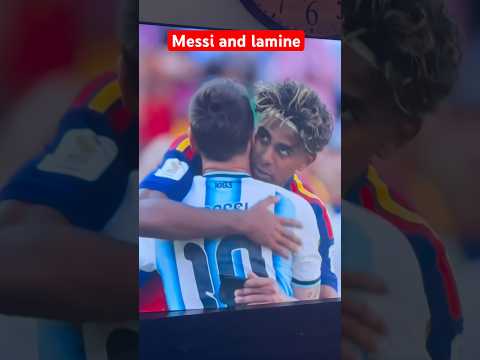Messi meets lamine after they win the finals