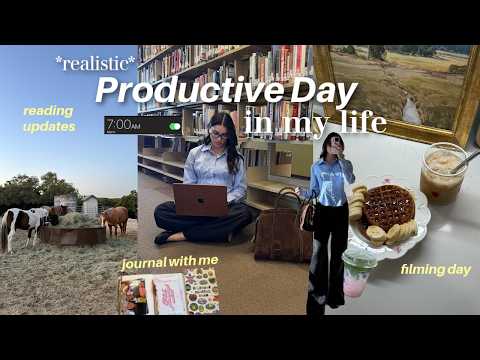 realistic productive day in my life | journal with me, library time, calendar setup, reading updates