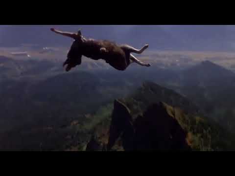 Benji the Hunted (1987) - Funny wolf falling dummy scene -